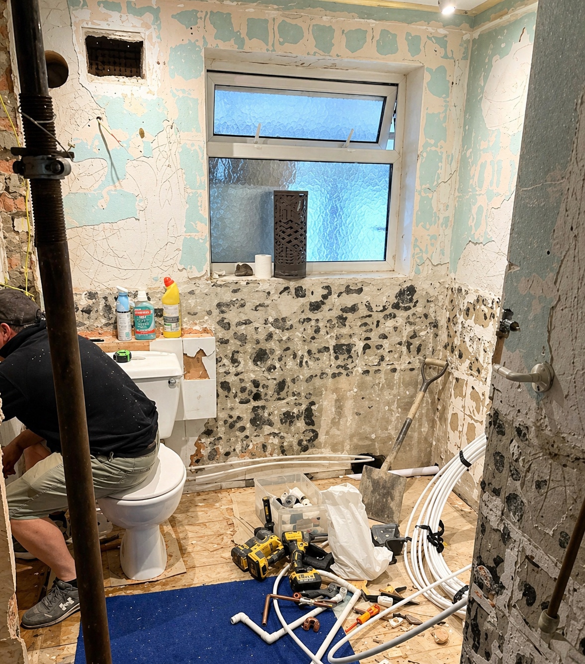 Bathroom in Rowhedge near Colchester before renovation work by Essex Builders